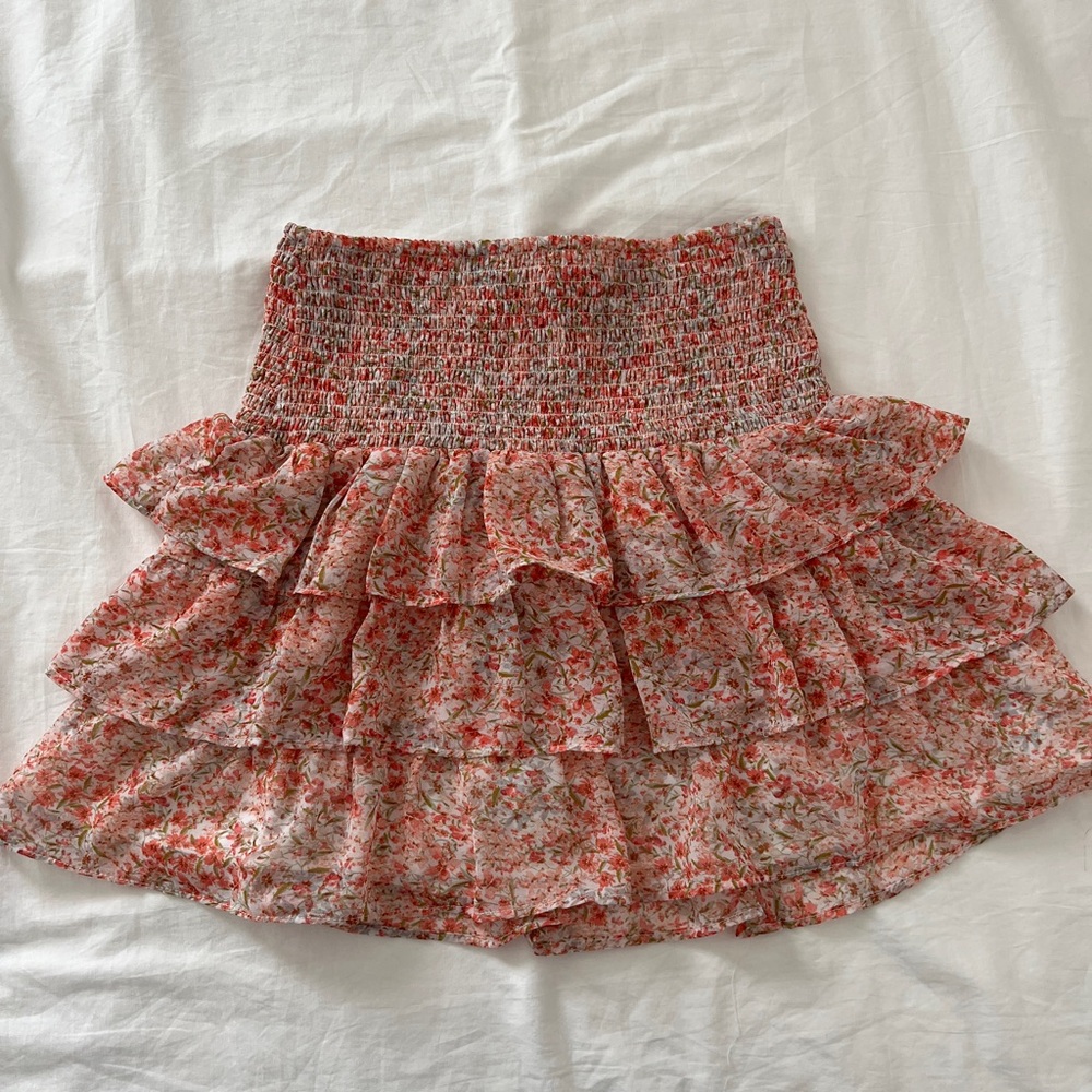 1. State Red Floral A-Line Skirt‎